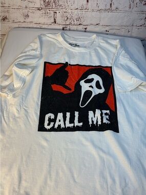 Bioworld White Men Short-Sleeve 'Call Me' Ghost Face Graphic Tee